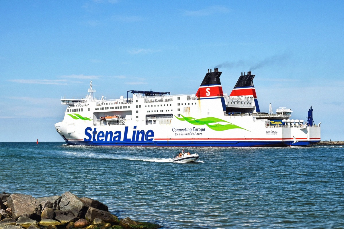 The Stena Line ferry Skåne leaving the port of Trelleborg in southern Sweden. The Stena Line ferry Skåne leaving the port of Trelleborg