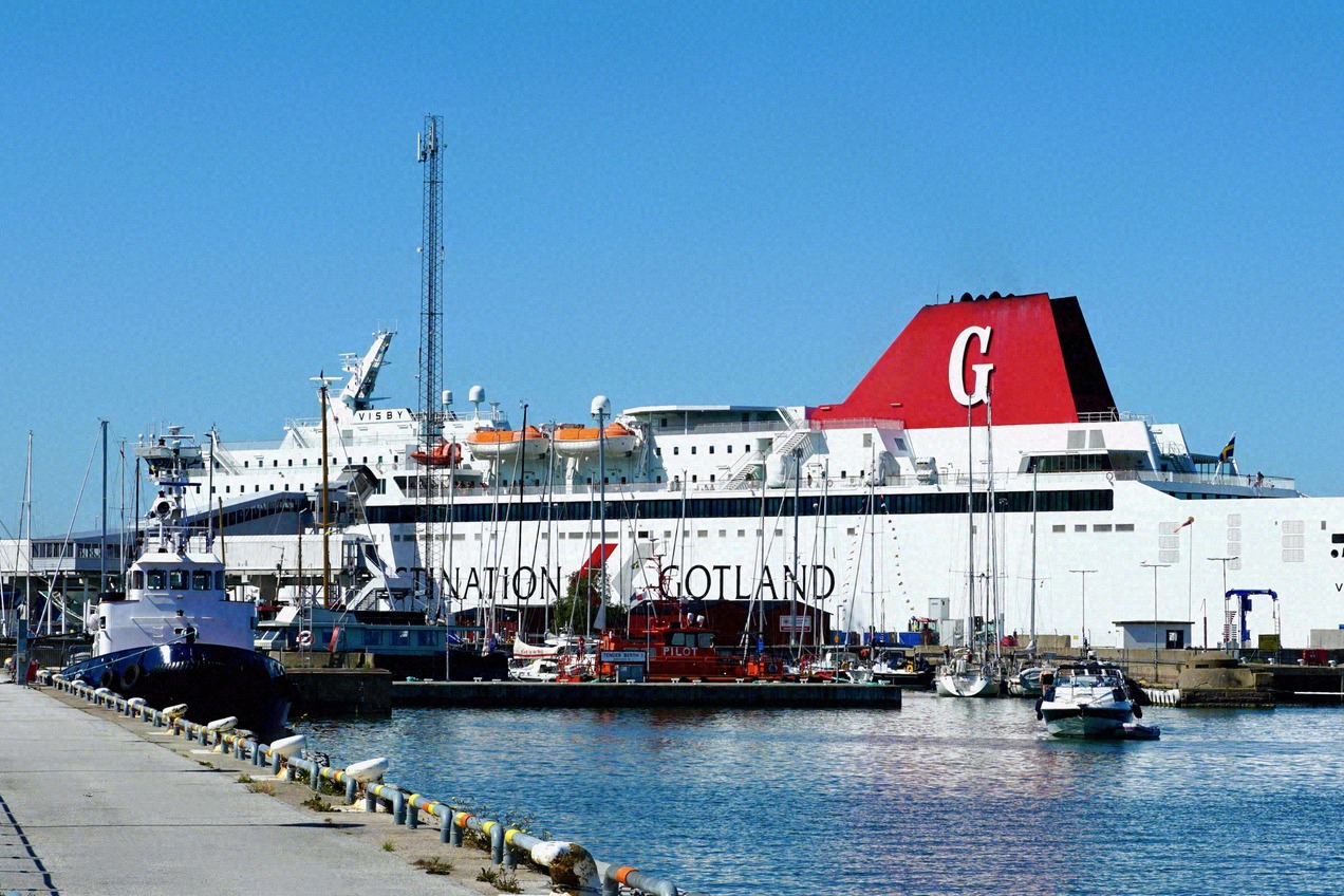 A Destination Gotland ferry at the quay in Nynäshamn. A Destination Gotland ferry moored at the quay in Nynäshamn